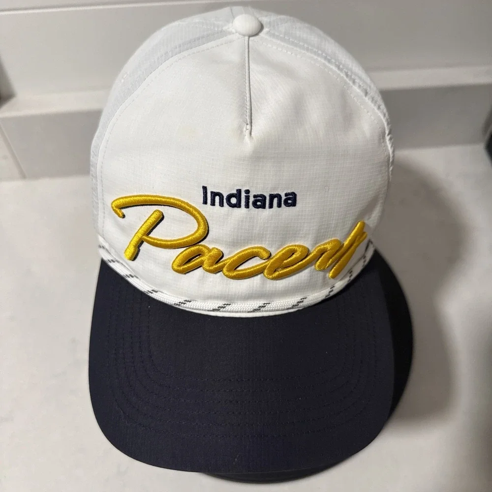 '47 Brand Indiana Pacers NBA Rope Mesh Snapback Hat Cap WHITE Adjustable Mens